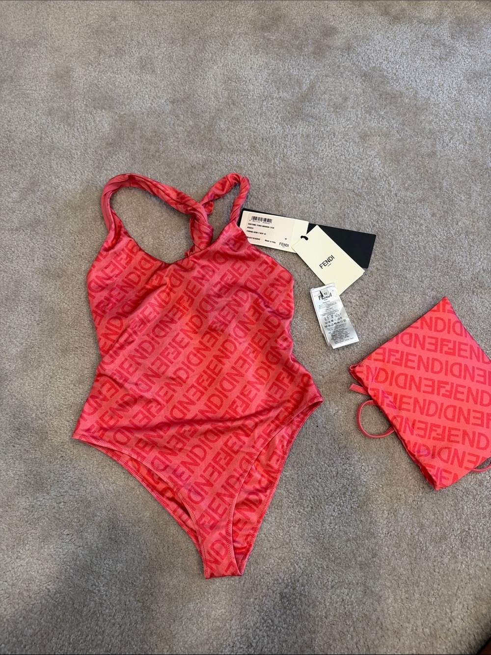 Fendi woman  Red/Pink Logo One-Piece Swimsuit